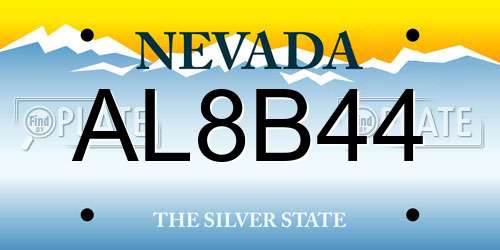 AL8B44 Nevada License Plate