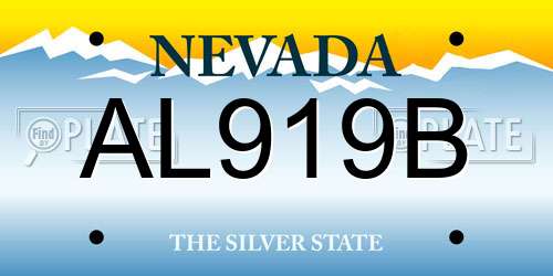 AL919B Nevada License Plate