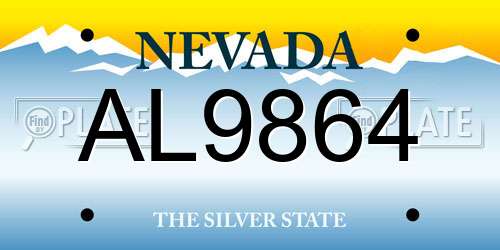 AL9864 Nevada License Plate
