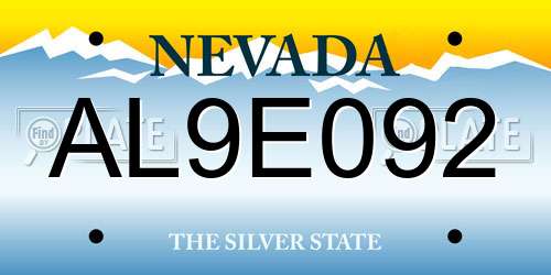 AL9E092 Nevada License Plate