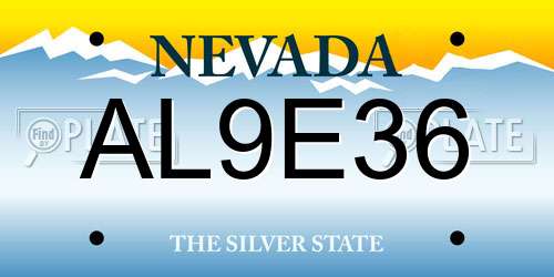 AL9E36 Nevada License Plate