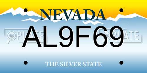AL9F69 Nevada License Plate