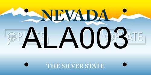 ALA003 Nevada License Plate
