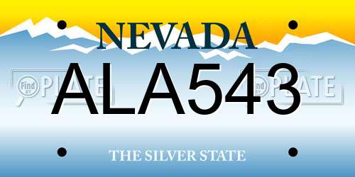 ALA543 Nevada License Plate