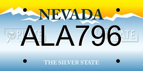 ALA796 Nevada License Plate
