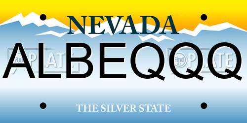 ALBEQQQ Nevada License Plate