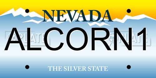 ALCORN1 Nevada License Plate