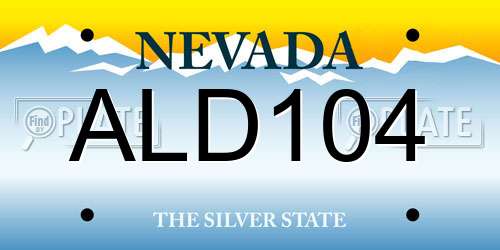 ALD104 Nevada License Plate
