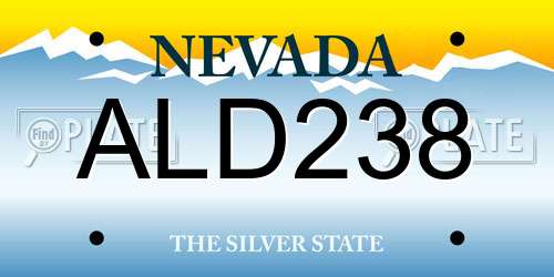 ALD238 Nevada License Plate