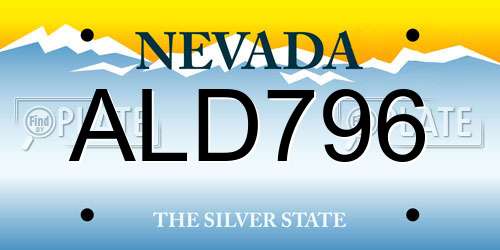 ALD796 Nevada License Plate