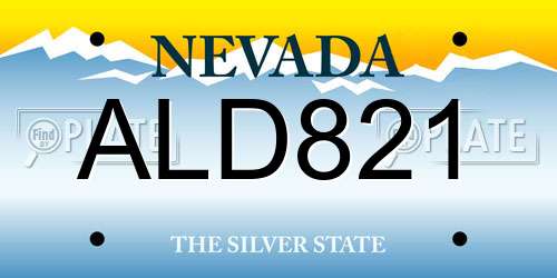 ALD821 Nevada License Plate