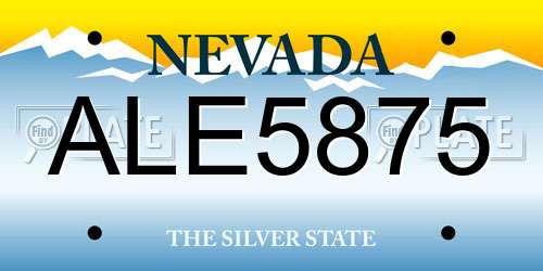 ALE5875 Nevada License Plate