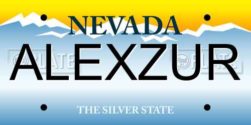 ALEXZUR Nevada License Plate