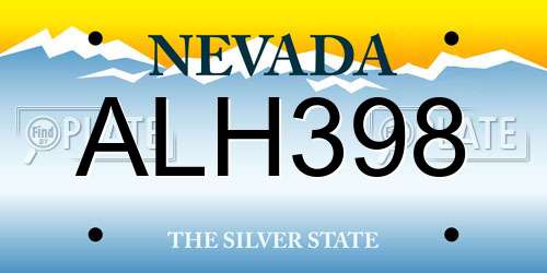 ALH398 Nevada License Plate