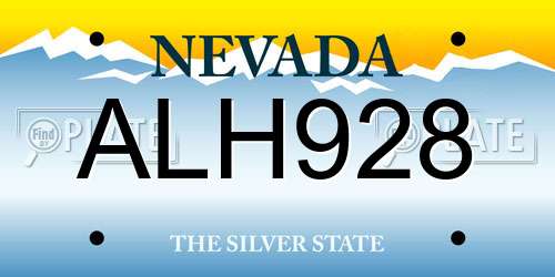ALH928 Nevada License Plate