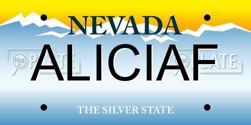 ALICIAF Nevada License Plate