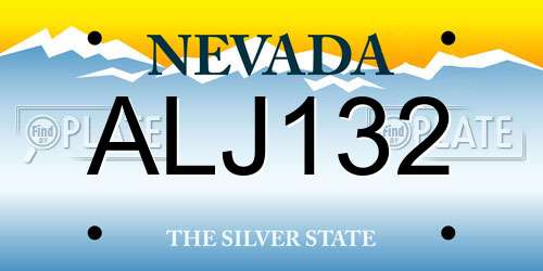 ALJ132 Nevada License Plate