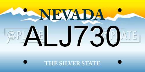 ALJ730 Nevada License Plate