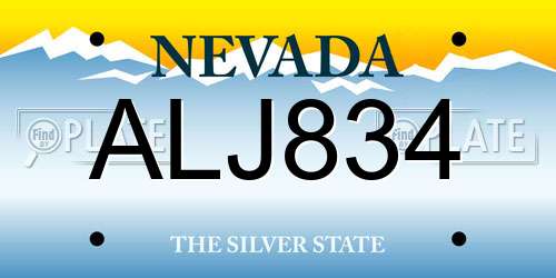 ALJ834 Nevada License Plate