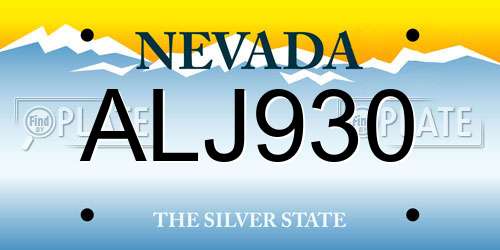 ALJ930 Nevada License Plate