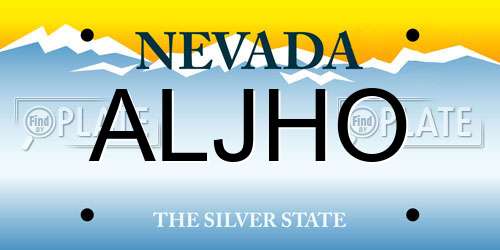 ALJHO Nevada License Plate