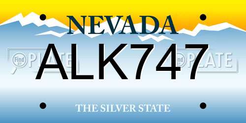 ALK747 Nevada License Plate
