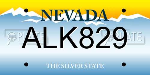 ALK829 Nevada License Plate