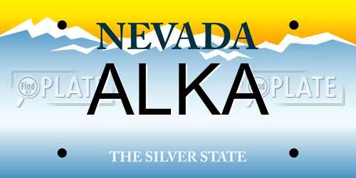 ALKA Nevada License Plate