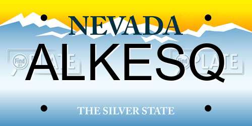 ALKESQ Nevada License Plate