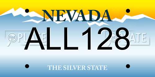 ALL128 Nevada License Plate