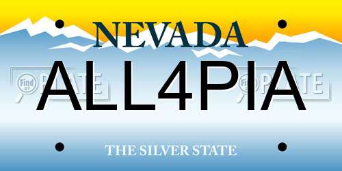 ALL4PIA Nevada License Plate