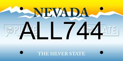 ALL744 Nevada License Plate