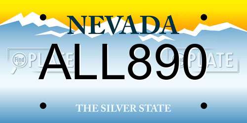ALL890 Nevada License Plate