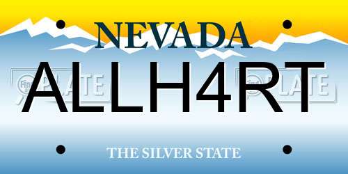 ALLH4RT Nevada License Plate