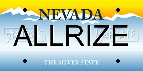ALLRIZE Nevada License Plate