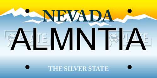 ALMNTIA Nevada License Plate