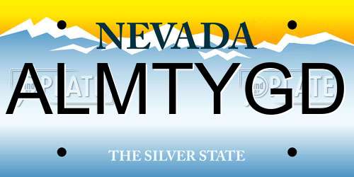 ALMTYGD Nevada License Plate