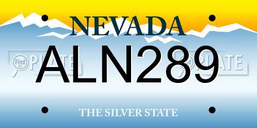 ALN289 Nevada License Plate