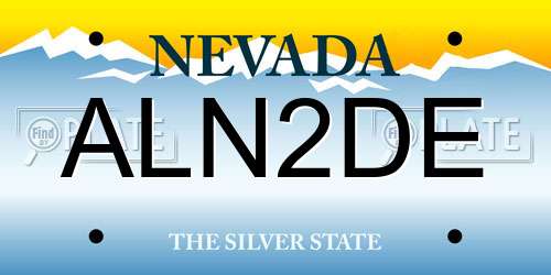 ALN2DE Nevada License Plate