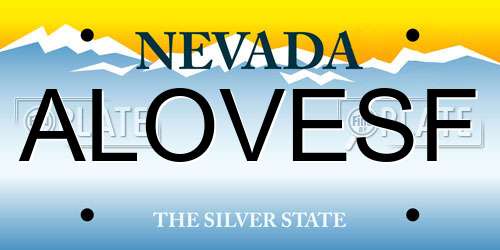 ALOVESF Nevada License Plate