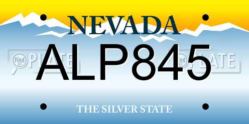 ALP845 Nevada License Plate