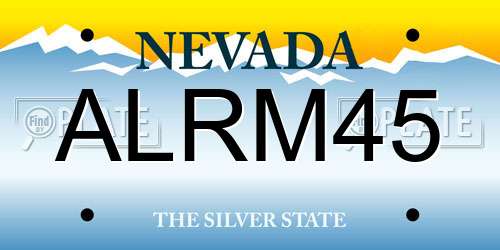 ALRM45 Nevada License Plate