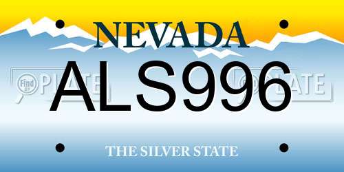 ALS996 Nevada License Plate
