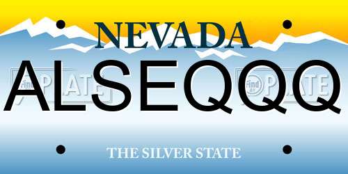 ALSEQQQ Nevada License Plate