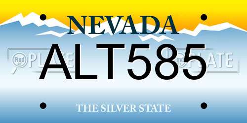 ALT585 Nevada License Plate
