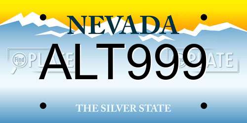 ALT999 Nevada License Plate