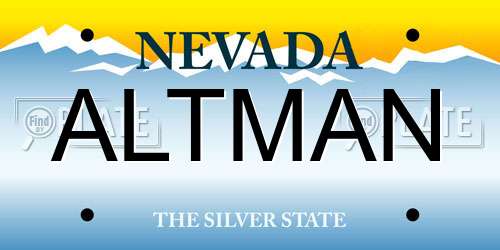 ALTMAN Nevada License Plate
