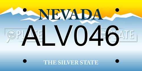 ALV046 Nevada License Plate