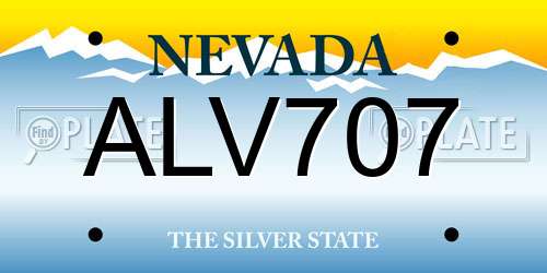 ALV707 Nevada License Plate