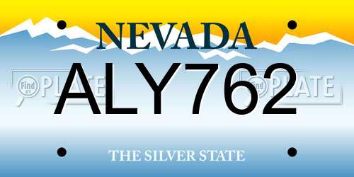 ALY762 Nevada License Plate